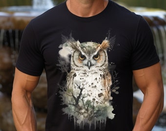 Owl Forest Nature T-Shirt, Owl Lovers Tee, Woodland Serenity T-Shirt, Enchanted Owl Woods Serene Shirt, Gift for Her, Nature Lover Gift