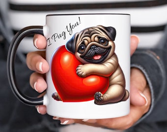Mops Hund Becher Keramik Kaffeetasse für Hund Mama Trink Küche Dekor Mops Liebhaber Geschenk Tier Becher Hund Kaffeetasse Mops Geschenk für Mama Herz Tasse