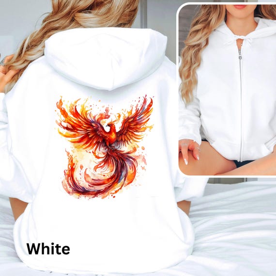 Fire Phoenix Hoodie Fiery Phoenix Full Zip Hoodie Unisex Cozy