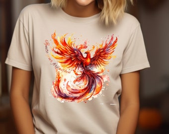 Fire Phoenix Tee, Rise from the Ashes Phoenix Bird, Firebird Phoenix Mythical Bird Shirt, Encourage Inspire Rebirth Strength T-Shirt Gift