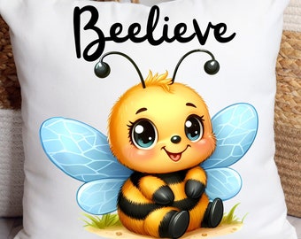Honey Bee Home Decor, Believe Honey Bee Pillow, Bee Throw Pillow, Honey Bee Gift, Bee Keeper Gift, Gift for Friend, Spring Decorative Pillow