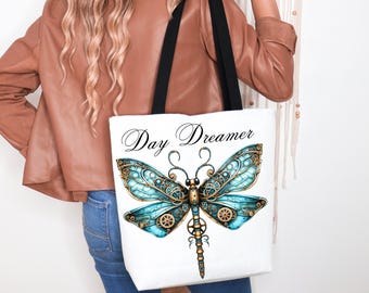 Torba typu Dragonfly, Day Dreamer Steampunk Dragonfly Bag, Prezent dla miłośników natury, Portfel z motywem owadów Dragonfly, Torba z grafiką inspirowaną stylem vintage, Prezent
