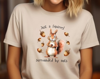Squirrel Shirt Humor Wildlife Unisex Softstyle Graphic T-Shirt Woodland Animal Top Rodent Shirt Nature Lover Gift for Friend