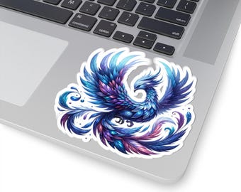Phoenix Kiss-Cut Stickers Vinyl Decal Mystical Blue Bird Feather