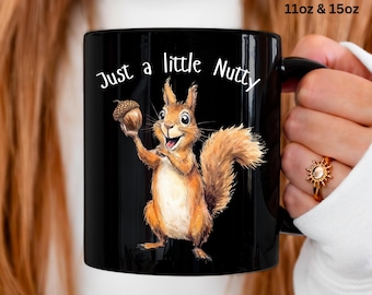 Squirrel Coffee Mug Animal Tea Cup Wildlife Lover Gift 11oz 15oz Black Ceramic Mug Nature Inspired Kitchen Decor Gifts