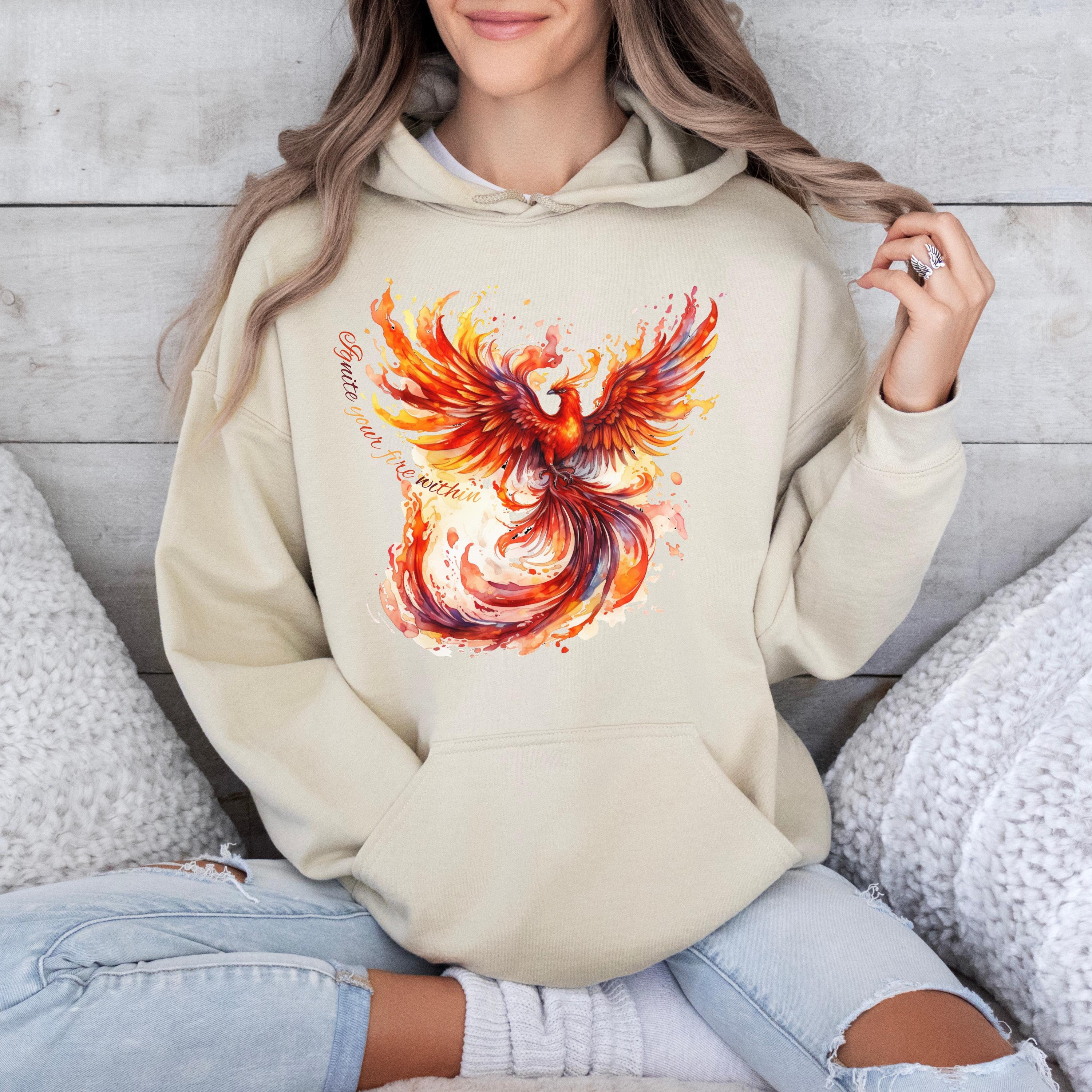 D*y様 UVERworld PHOENIX become tree hoodi Fire Phoenix Hoodie, Rise From the Ashes Phoenix Bird, Firebird