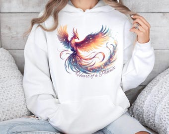 Phoenix Hoodie Rise from the Ashes Phoenix Hooded Sweatshirts, Firebird Phoenix Mythical Bird Shirt, Rebirth Strength Shirts for Her