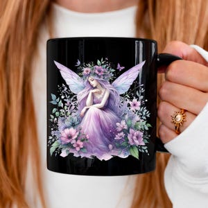 Tazza da caffè delle fate, tazza da giardino delle fate dei fiori, tazza boho delle fate stravaganti, tazza da favola incantata, regalo per gli amanti delle fate, regali da giardino floreale
