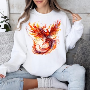 Phoenix Sweatshirt for Women Majestic Fire Phoenix Graphic Sweater