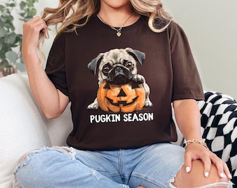 Halloween Shirts, Halloween T Shirt, Mops Shirt, Pugkin Saison Shirt, Kürbis Tshirt, Halloween Shirts, Halloween Hunde Shirt, Gruselige Saison
