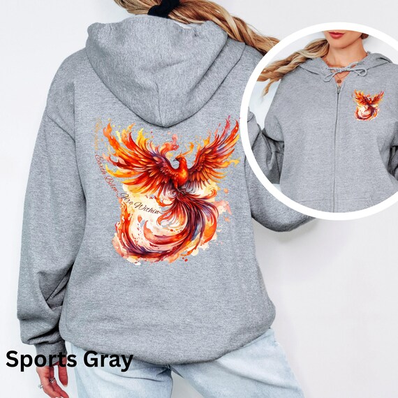 Fire Phoenix Hoodie Sweatshirt Fiery Phoenix Full Zip Hoodie
