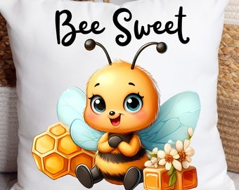 Decoración del hogar de abeja de miel, almohada de abeja de miel dulce de abeja, almohada de lanzamiento de abeja, regalo de abeja de miel, regalo de apicultor, regalo de amigo, almohada decorativa de primavera