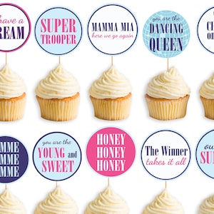 Disco party cupcake toppers Disco Birthday Party Dance Printable decorations Queen party decor Dancing themed cake toppers Instant download