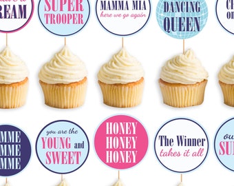 Disco party cupcake toppers Disco Birthday Party Dance Printable decorations Queen party decor Dancing themed cake toppers Instant download
