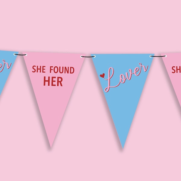 Ze vond haar LOVER banner, Taylor Swift Bachelorette Banner, Bruidsdouche Bunting, Afdrukbare slinger, Instant download, DIY decoraties