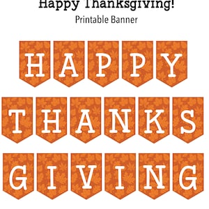 Happy Thanksgiving Banner Printable – Fall Party Decoration, Autumn Garland, Rustic Holiday Sign, Instant Download
