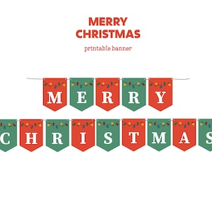 Merry Christmas Banner Printable Christmas Bunting Christmas