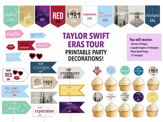 Taylor Swift Party Decorations Bundle Taylor Swift Eras Party Swiftie Party  Pack Taylor Swift Merch Taylor Swift Tour 2023 Printable Decor 