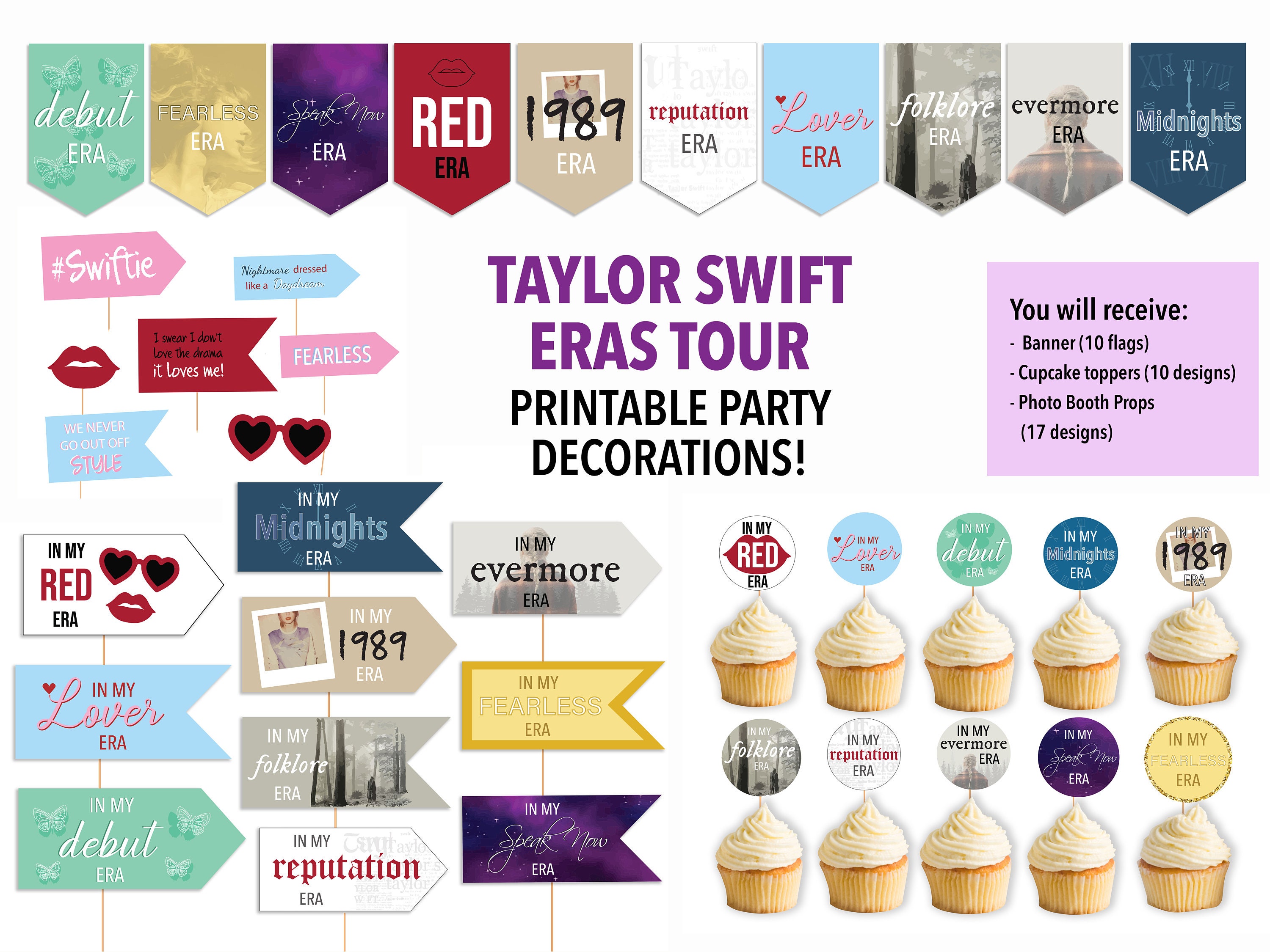 Printable Taylor Swift Party Cupcake Toppers TS Eras Speak Now Swifties Taylor  Swift Cupcake Toppers Swiftie Party Taylor Swift Decorations 