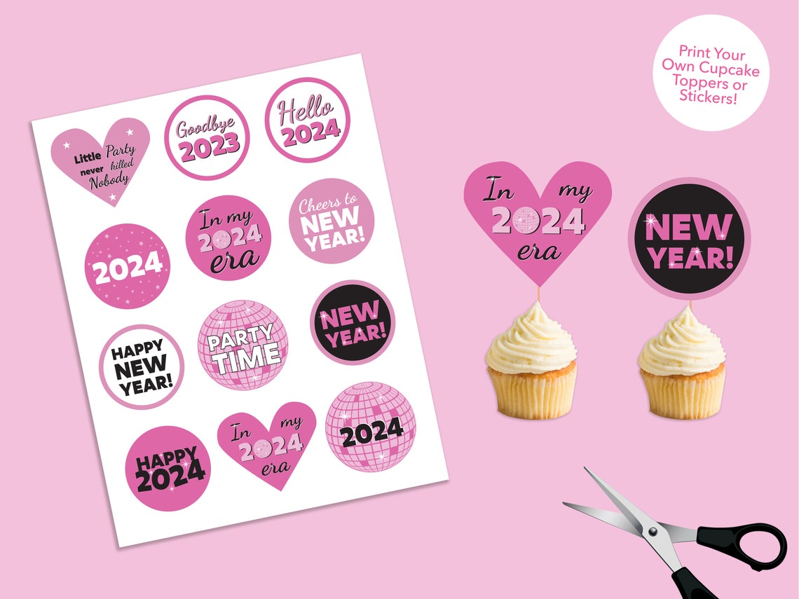 New Year 2024 Cupcake Toppers, in My 2024 Era, Taylor Swift Inspired