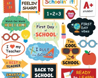 Back to School Photo Booth Props: Printable Classroom Decor (PDF Download)