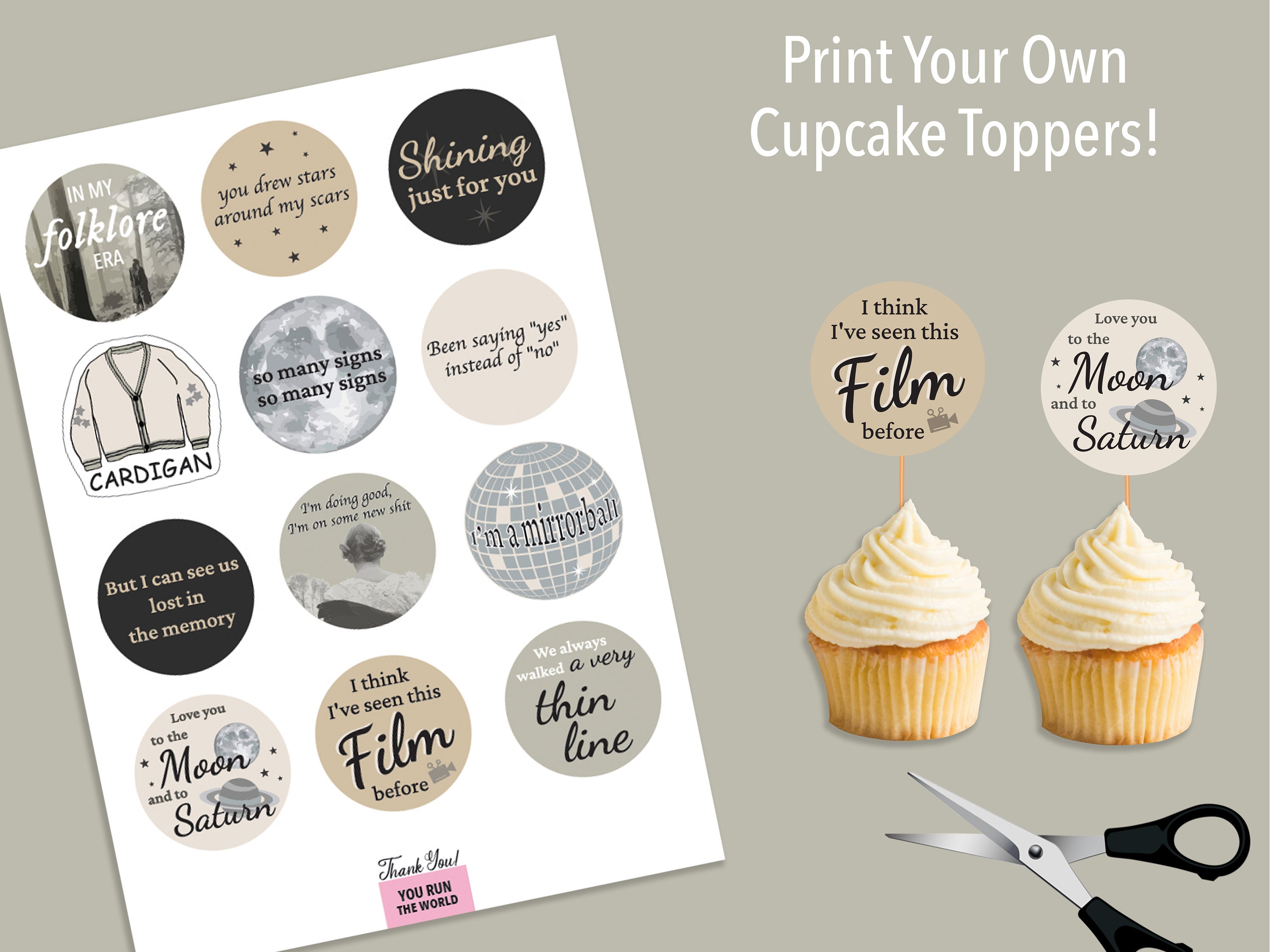 Printable Taylor Swift Cupcake - Il Fullxfull.5248581443 Om9j