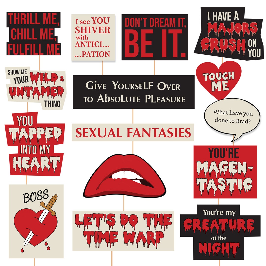 The Rocky Horror Picture Show Inspired Photo Booth Props, Printable Horror Movie Props, Spooky