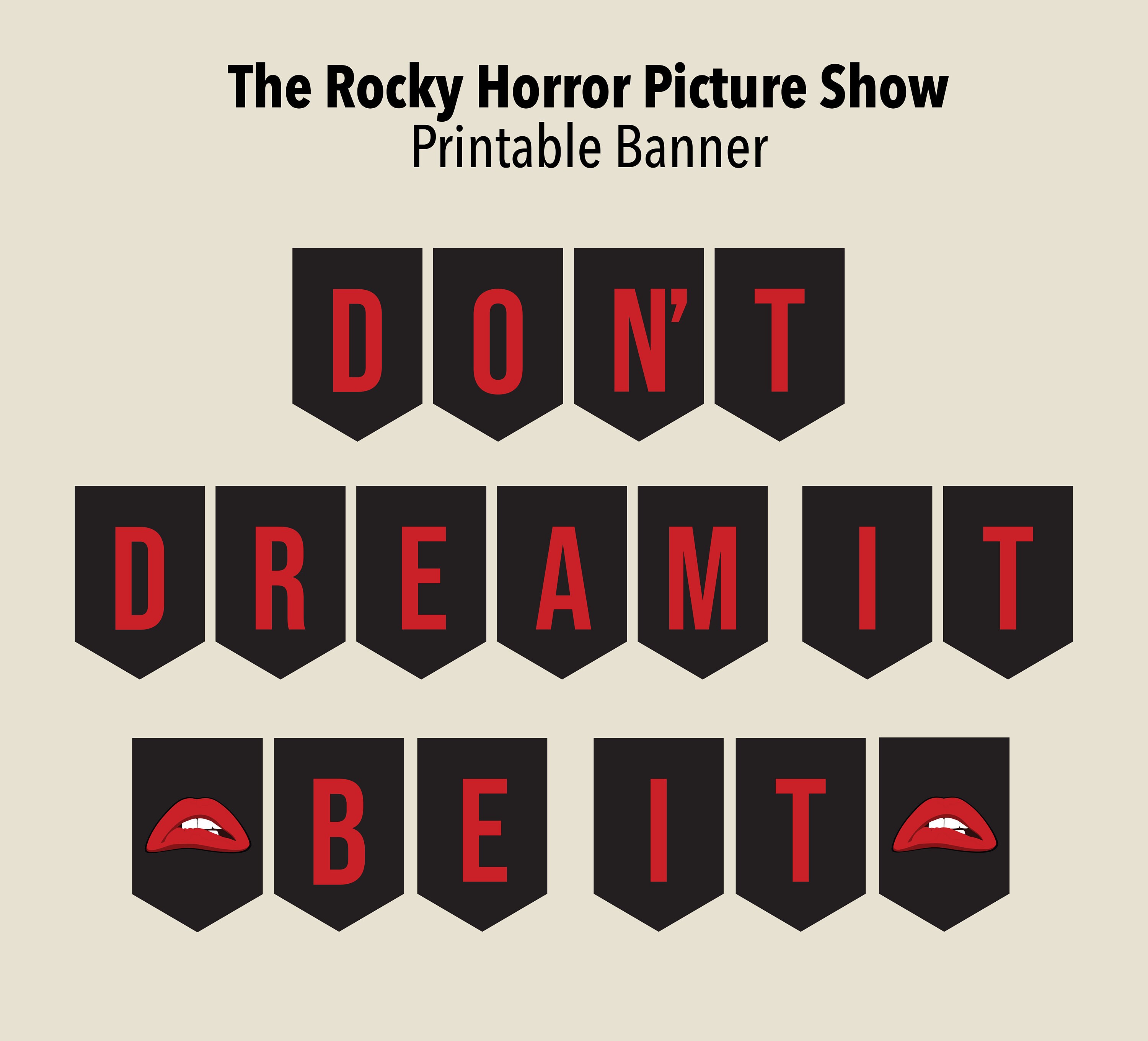 The Rocky Horror Picture Show Party Decorations Printable Halloween Party Decor Horror Movie ...