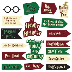 Magic Birthday Party Photo booth props Wizard Birthday party Magic themed Party decorations Witch party Printable decor HP Birthday DIY