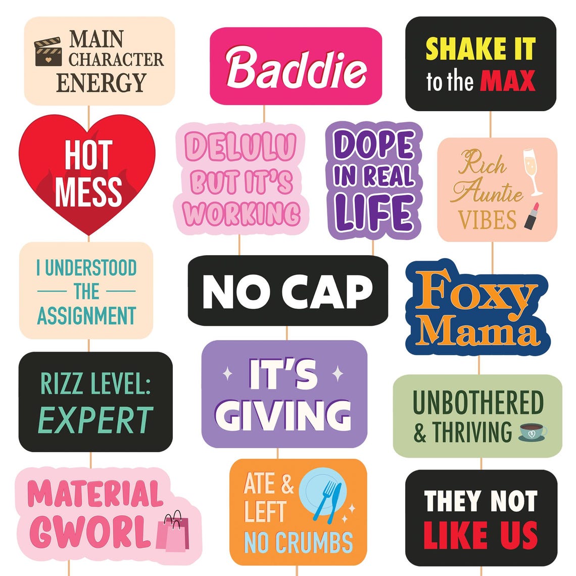Trending Party Photo Booth Props Printable, Viral Quotes Sings, Funny ...