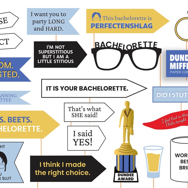 The Office Bachelorette Photo booth props, Printable Bachelorette Party decorations, The Office tv show bridal shower, Printable photo props