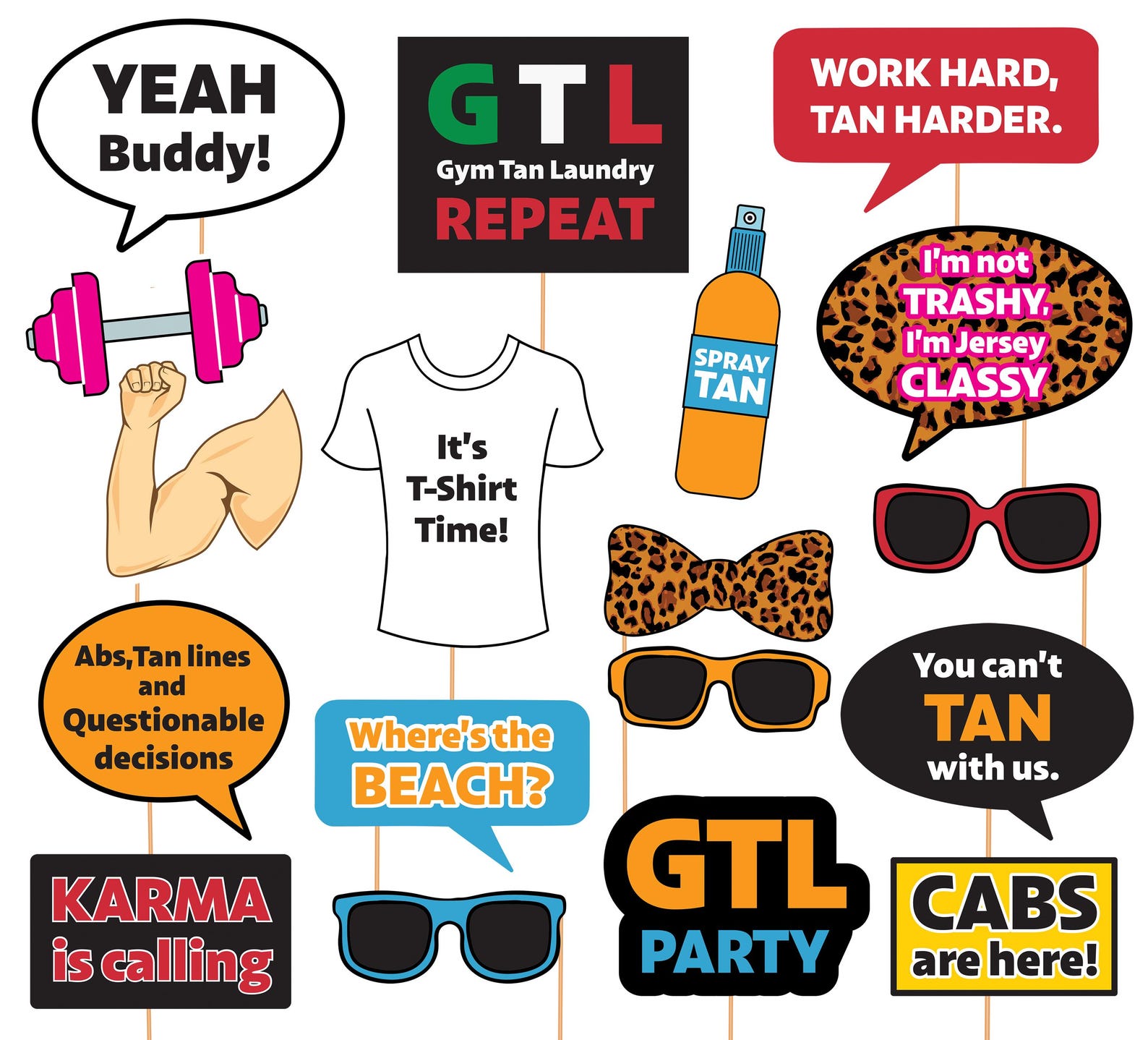Jersey Party Photo Booth Props GTL Theme Funny DIY Printables PDF Download