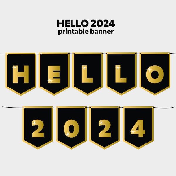 Happy New Year 2024 Banner Printable Etsy