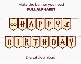 Banner personalizado para festa de aniversário de bruxo: decoração mágica para impressão (PDF)
