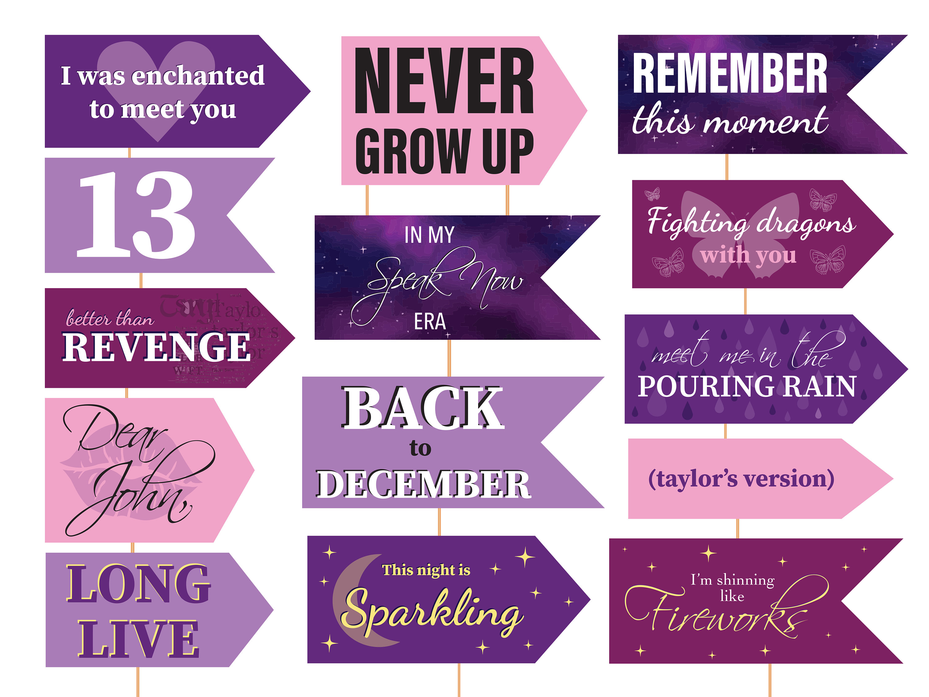 Taylor Swift Party Photo Booth Props Speak Now Eras Party Swifties Party  Printable Taylor Taylor Swift Songs Lyrics Taylor Swift Merch 