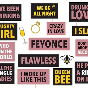 Printable Feyonce Bachelorette Party Photo Booth Props, Bridal shower Decorations, Dusty Pink Hen party photo props, Drunk in Love Hen Party