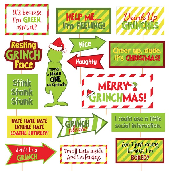 Grinch Photo Booth Props - Etsy