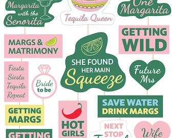 Margs and Matrimony Bachelorette party Photo booth props Margaritas and Matrimony Bridal shower decor Tequila Hen Party The Final Fiesta
