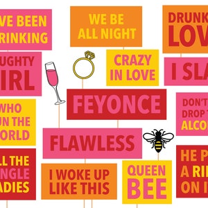Printable Feyonce Bachelorette Party Photo Booth Props Pink Bach party Decorations Feyonce Bridal Shower party Hen party decor Orange