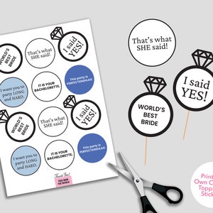 The Office Bachelorette cupcake toppers. The Office Bachelorette Party decorations. The Office tv show bridal shower party.Printable toppers