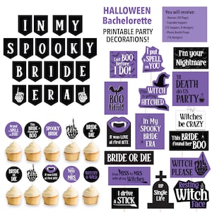 Halloween Bachelorette Party decorations In My SPOOKY BRIDE era Printable Party Pack Halloween Party Bundle Bride or DIE Party Bridal Shower