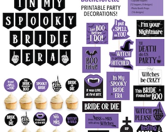 Halloween Bachelorette Party decorations In My SPOOKY BRIDE era Printable Party Pack Halloween Party Bundle Bride or DIE Party Bridal Shower