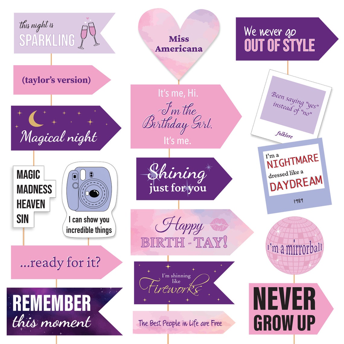 Taylor Swift Birthday Party Decorations, Swiftie Party Pack, Bday Girl