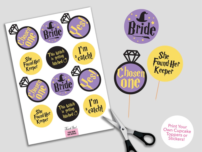 Wizard Bachelorette Party Cupcake Toppers, Magic Hen Party Decorations ...