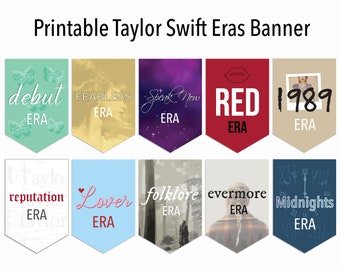 Printable Taylor Swift Banner Taylor Swift ERAS Party Banner Printable Bunting Swiftie Party Banner Taylor Swift decor Taylor Swift merch