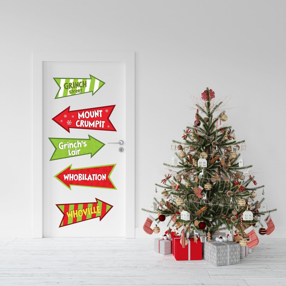 Grinch Door Decor. Printable Grinch Christmas Decorations. - Etsy