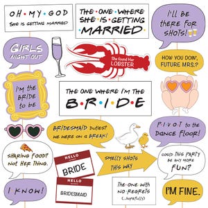 Friends inspired Bachelorette Photo Booth Props, TV Show Bridal Shower, Fun Hen Party (PDF)