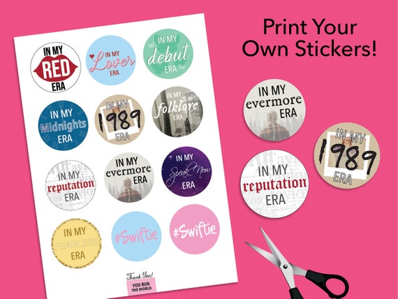 Printable Taylor Swift Stickers Taylor Swift the Eras Tour Printable  Stickers Taylor Swift Decorations Taylor Swift Merch Swiftie Party 