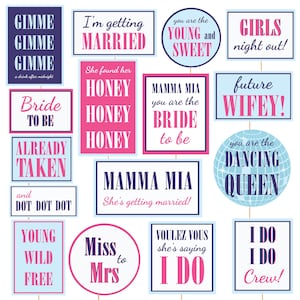 Disco Bachelorette party photo booth props Dance music Bridal shower Hen party decorations printable photo booth props Instant download