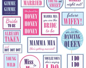 Disco Bachelorette party photo booth props Dance music Bridal shower Hen party decorations printable photo booth props Instant download